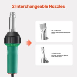 kuumailmamuovihitsain 1600W 9-portainen lämpötilansäätö 20mm 40mm suuttimet saumarulla PP PE PVC-levyille