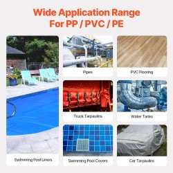 kuumailmamuovihitsain 1600W 9-portainen lämpötilansäätö 20mm 40mm suuttimet saumarulla PP PE PVC-levyille