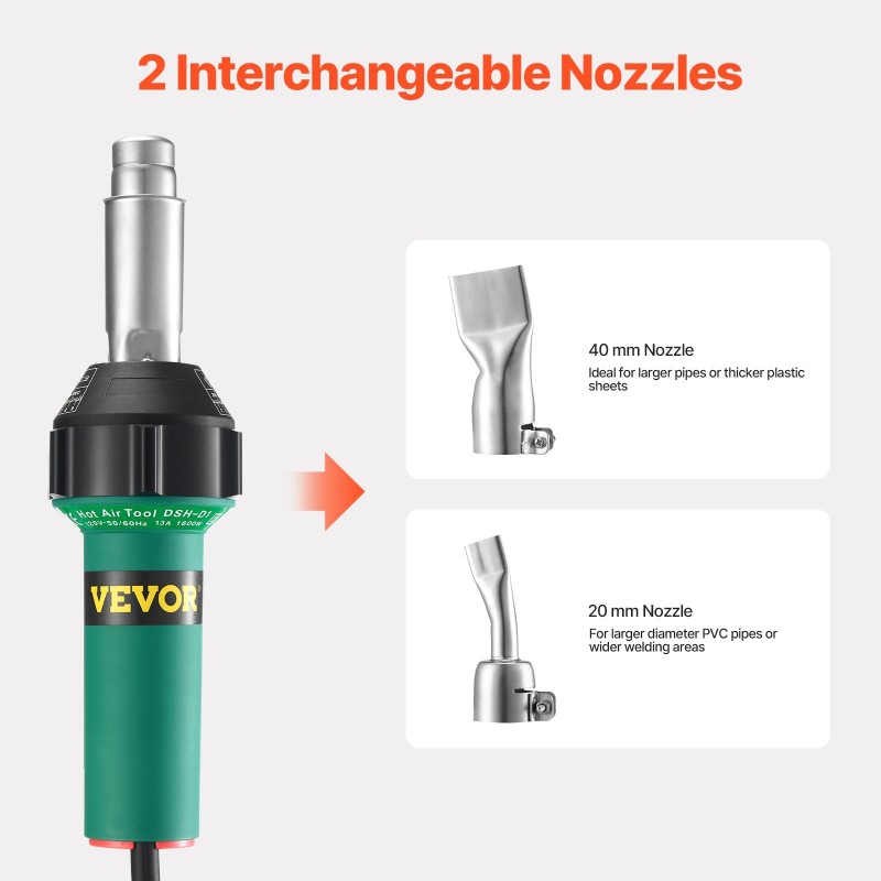 Kuumailmamuovihitsauslaite 1600W muovilevyille katto- ja korjaustöihin 2 suutinta 2 saumarullaa
