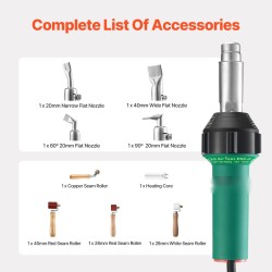 Kuumailmamuovihitsauslaite teho 1600W lämpöalue 50–600°C 4 suutinta 4 saumantelaa PP PE PVC