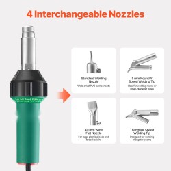 Kuumailmamuovihitsain 1600W PP PE PVC-levyille 9-portainen lämpötilansäätö 7 lisävarustetta