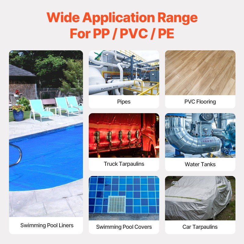 Kuumailmamuovihitsain 1600W 50–600°C säädettävä 9-portainen 4 suutinta PP PE PVC