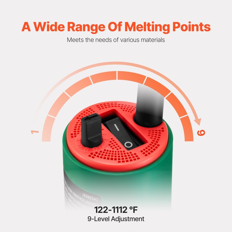 Kuumailmamuovihitsain 1600W 50–600°C säädettävä 9-portainen 4 suutinta PP PE PVC