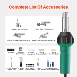 Kuumailmamuovihitsain 1600W 50–600°C säädettävä 9-portainen 4 suutinta PP PE PVC