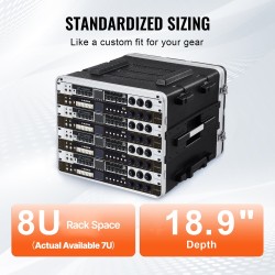 Räkkikotelo 8U ABS 480 mm syvyys kuljetukseen