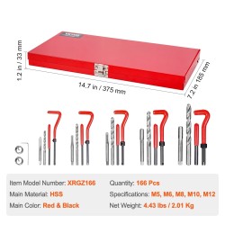 Metrinen kierrekorjaussarja 166-osainen M5–M12 HSS-poranterät ja kierremuhvit