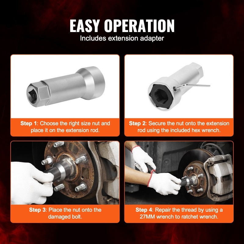 Kierteenkorjaussarja 40CR-teräs akseliin 10 kpl M20–M24 13/16 3/4 tuumaa