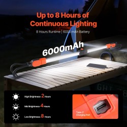Moottoritilan työvalo ladattava 6000 mAh 2300 lm teleskooppinen 360 asteen koukku