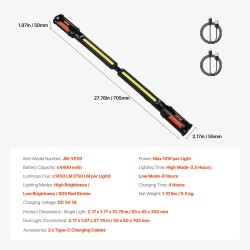 Konepellin LED-työvalo kaksiosainen magneettikiinnitys 1450 lm ladattava 4400 mAh akku