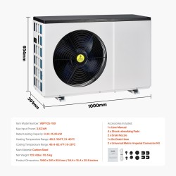 Allaslämpöpumppu hiiliteräsrakenne sopii 30–60 m³ lämmitys ja jäähdytys 3,22–15,25 kW