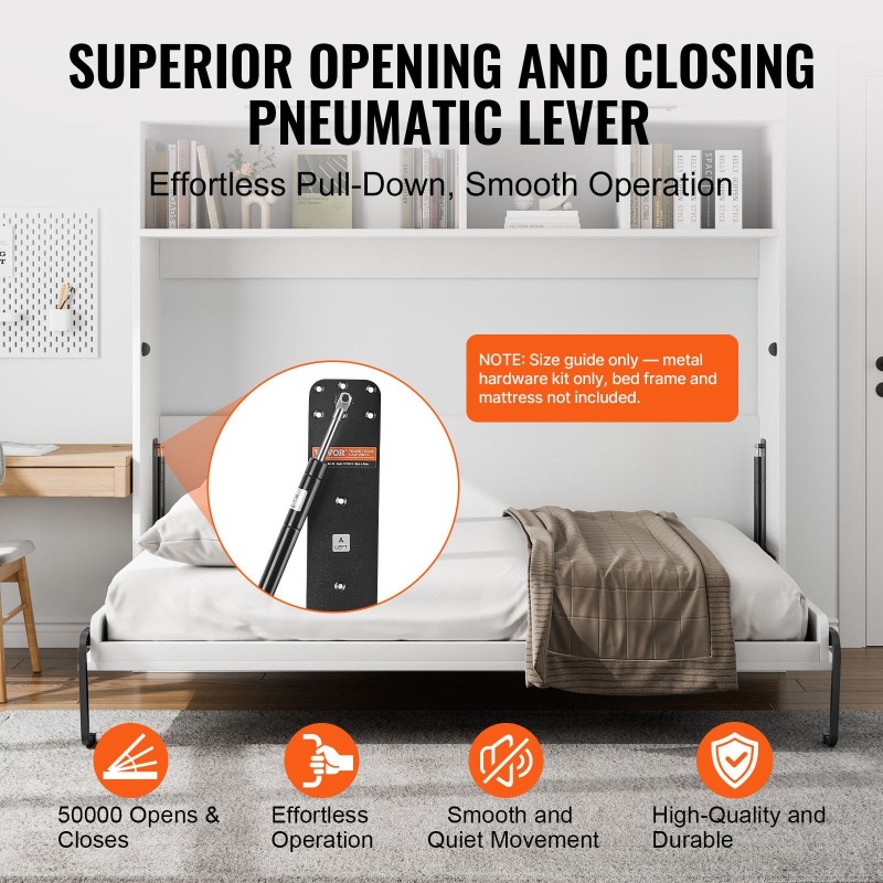 Seinäsängyn nostosarja kaksoskoon patjalle kaasujousilla itse rakennettavaan asennukseen apulevyllä vakaalla rakenteella