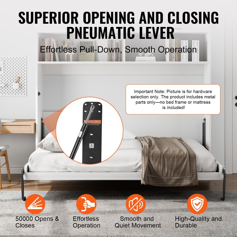 Seinäsängyn asennussarja 203x152 cm patjalle kaasujousilla ja teräsrungolla