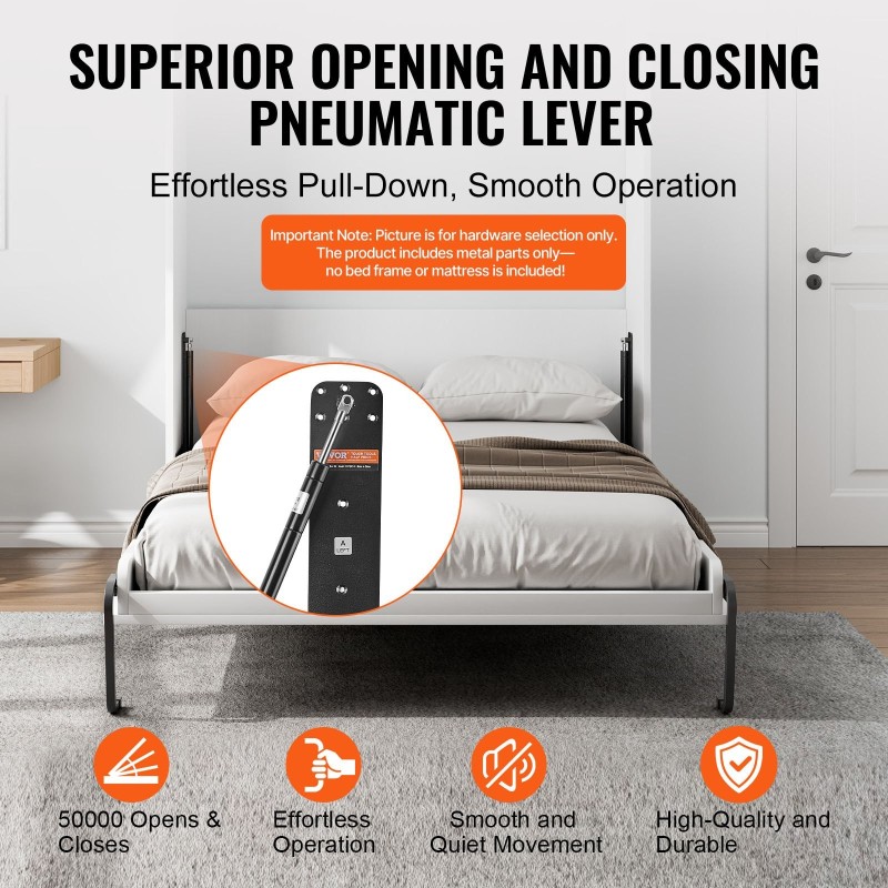 Seinäsängyn mekaniikkasarja yhden hengen pystysuora kaasujousilla kaappiin taittuva