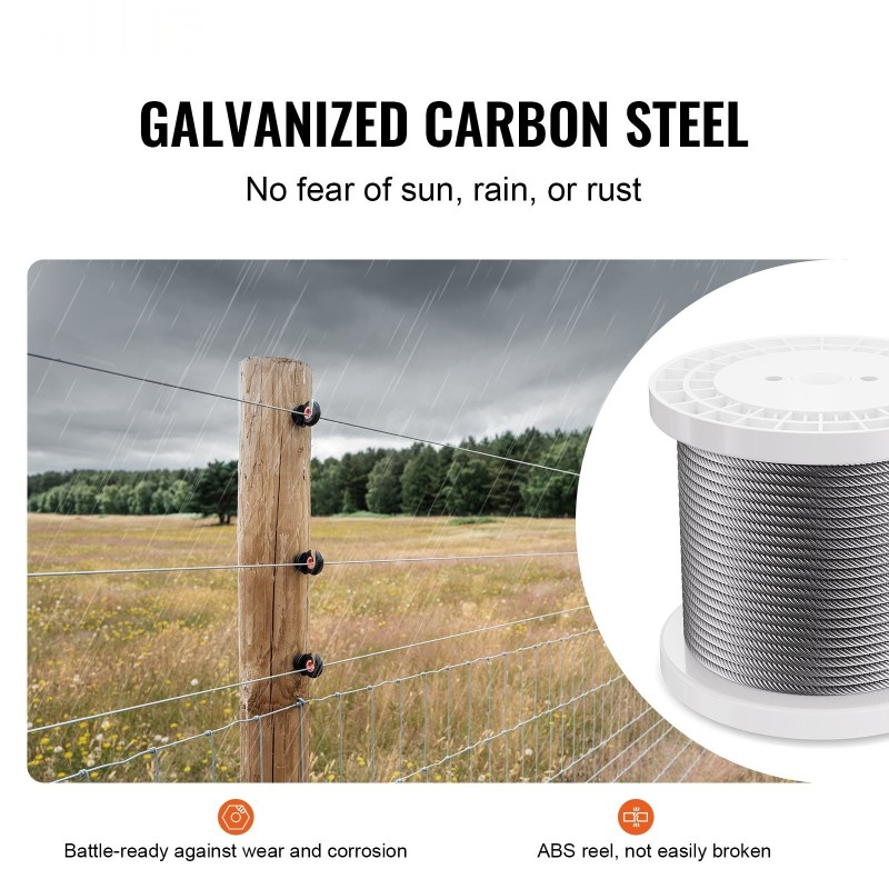 Sinkitty hiiliteräsvaijeri 6,35 mm 76,2 m murtolujuus 31,1 kN käsineillä ulkokäyttöön