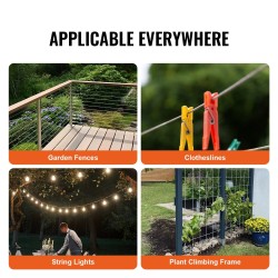 Sinkitty hiiliteräsvaijeri 6,35 mm 76,2 m murtolujuus 31,1 kN käsineillä ulkokäyttöön