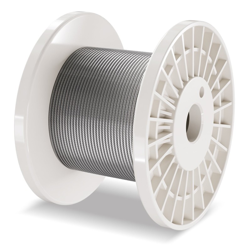 Teräsvaijeri 304-ruostumaton muovipinnoitettu 3,18 mm 30,5 m 7x7 59 tarviketta