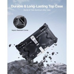 Moottoripyörän takaboksi alumiiniseos 65 l lukittava irrotettava nahkavuori selkänoja