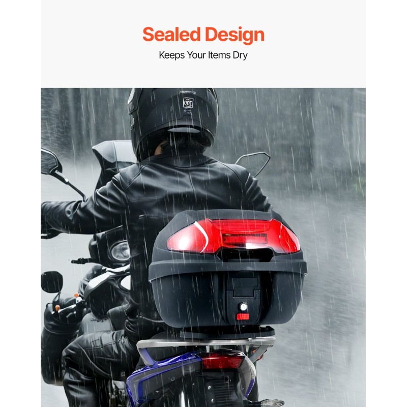 Moottoripyörän takalaukku 38 l PP-materiaali vesitiivis irrotettava heijastinpaneelit yleismallinen