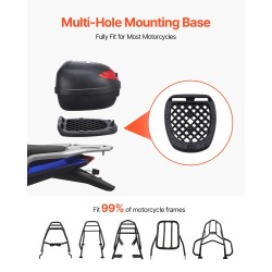 Moottoripyörän takalaukku 38 l PP-materiaali vesitiivis irrotettava heijastinpaneelit yleismallinen