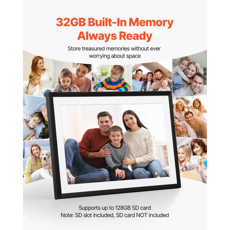 Digitaalinen valokuvakehys 10,1 tuuman IPS-kosketusnäyttö 32 GB sisäinen tallennustila langaton yhteys