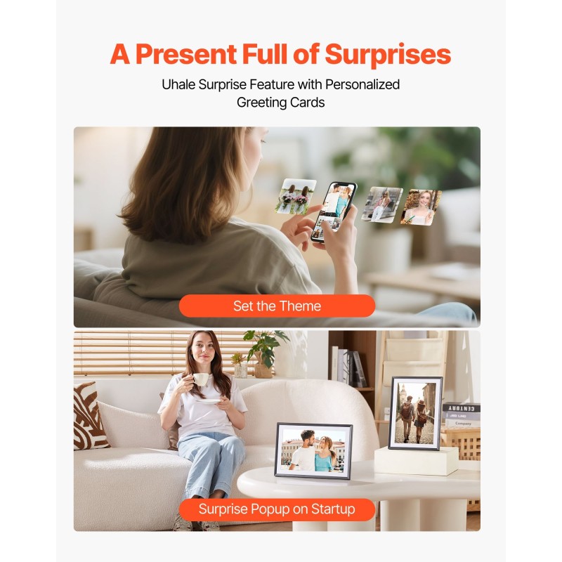 Digitaalinen valokuvakehys 10,1 tuumainen kosketusnäyttö 32 Gt 2 kpl langaton