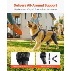 Koiran neopreeninen polvituki XL takapolvinivelle säädettävällä saranalla vasemmalle ja oikealle takajalalle