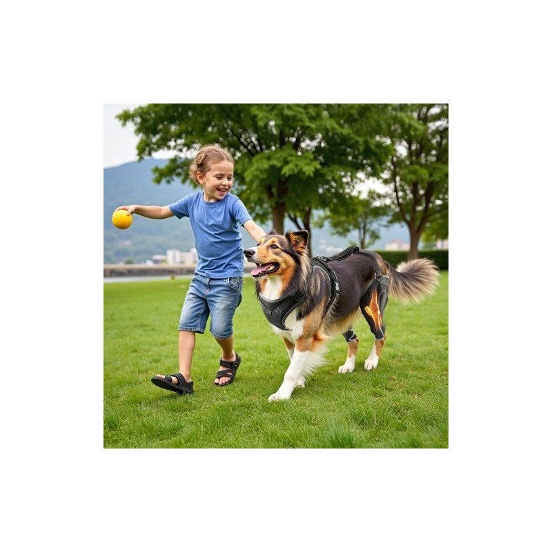 Koiran neopreeninen polvituki XL takapolvinivelle säädettävällä saranalla vasemmalle ja oikealle takajalalle