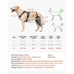 Koiran polvituki neopreeni XL vasemmalle takajalalle saranoitu stabilisaattori heijastavilla reunuksilla