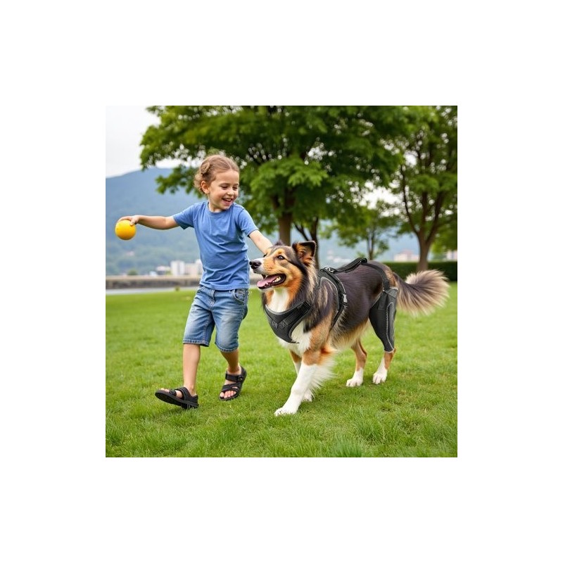 Koiran polvituki neopreeni XL vasemmalle takajalalle saranoitu stabilisaattori heijastavilla reunuksilla