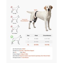 Koiran lonkkatukiliivi hengittävä verkkokangas ja neopreeni XL lonkan ja lantion tukeen