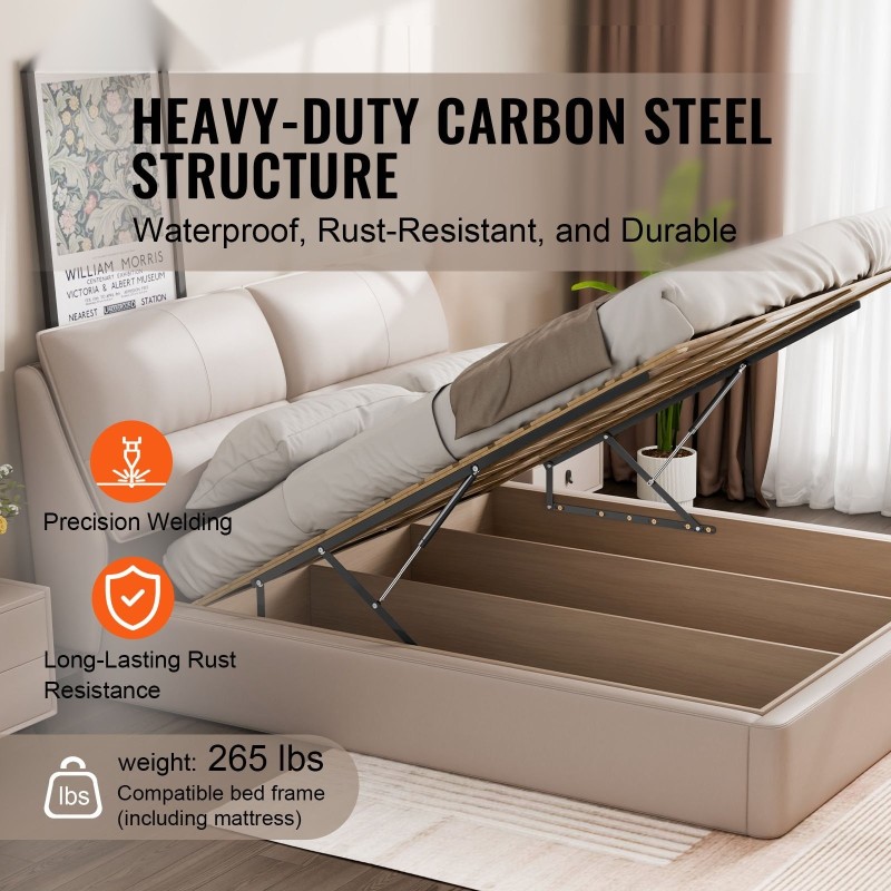 Seinäsängyn nostosarja teräsrakenne kaasujousilla noin 59x79 tuumaa 120 kg kantavuus