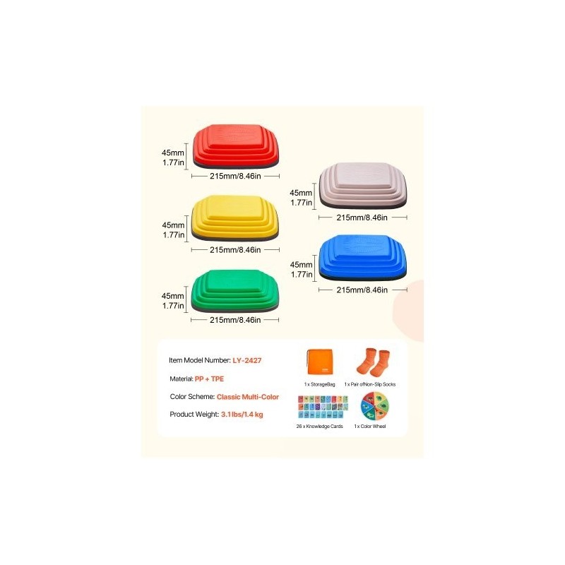 Tasapainokivet 10 kpl PP ja TPE materiaalia liukumattomilla pinnoilla