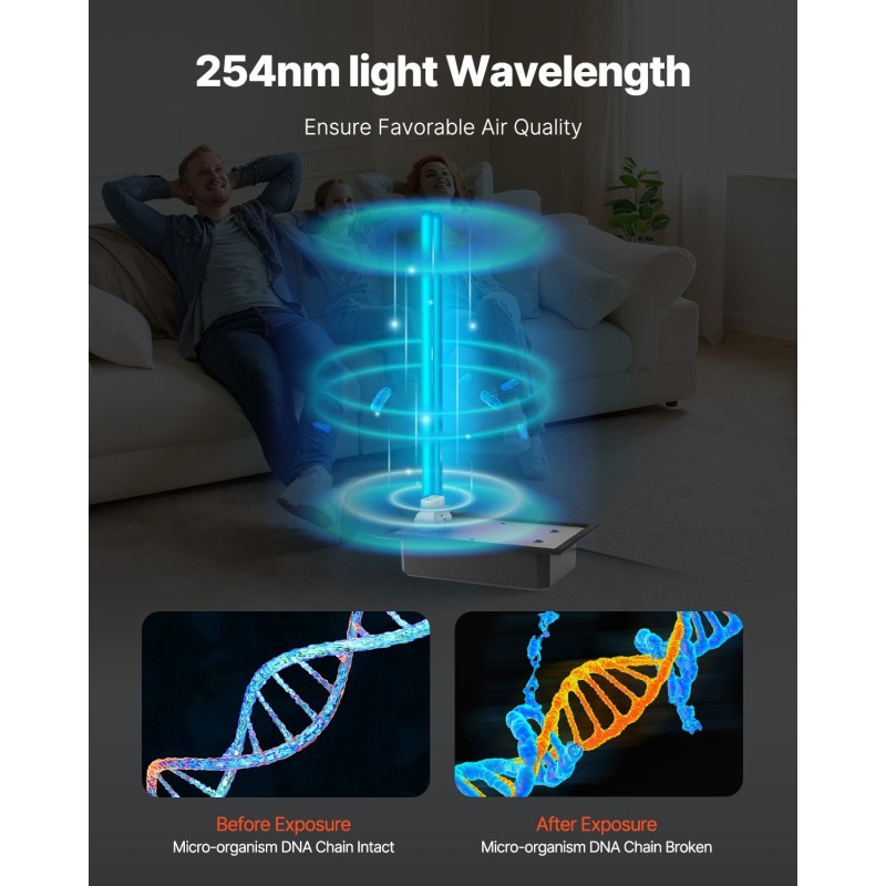 Kanavaan asennettava UV-C-ilmanpuhdistin 36 W PC-runkoinen 411 mm mukana varalamppu