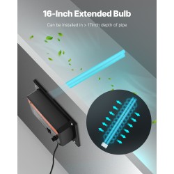 Kanavaan asennettava UV-C-ilmanpuhdistin 36 W PC-runkoinen 411 mm mukana varalamppu