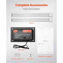 Kanavaan asennettava UV-C-ilmanpuhdistin 36 W PC-runkoinen 411 mm mukana varalamppu