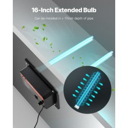 Ilmastointikanavaan asennettava polykarbonaattikoteloinen UV-C ilmanpuhdistin 72W 2 lamppua 2 varalamppua