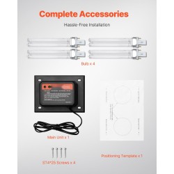 Ilmanvaihtokanavan UV-C ilmanpuhdistin 18 W pitkäikäisellä lampulla sopii koteihin ja toimistoihin