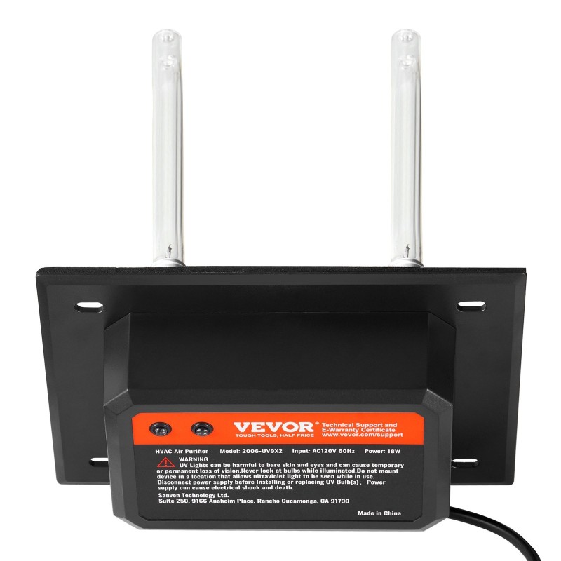 Ilmanvaihtokanavan UV-C ilmanpuhdistin 18 W pitkäikäisellä lampulla sopii koteihin ja toimistoihin