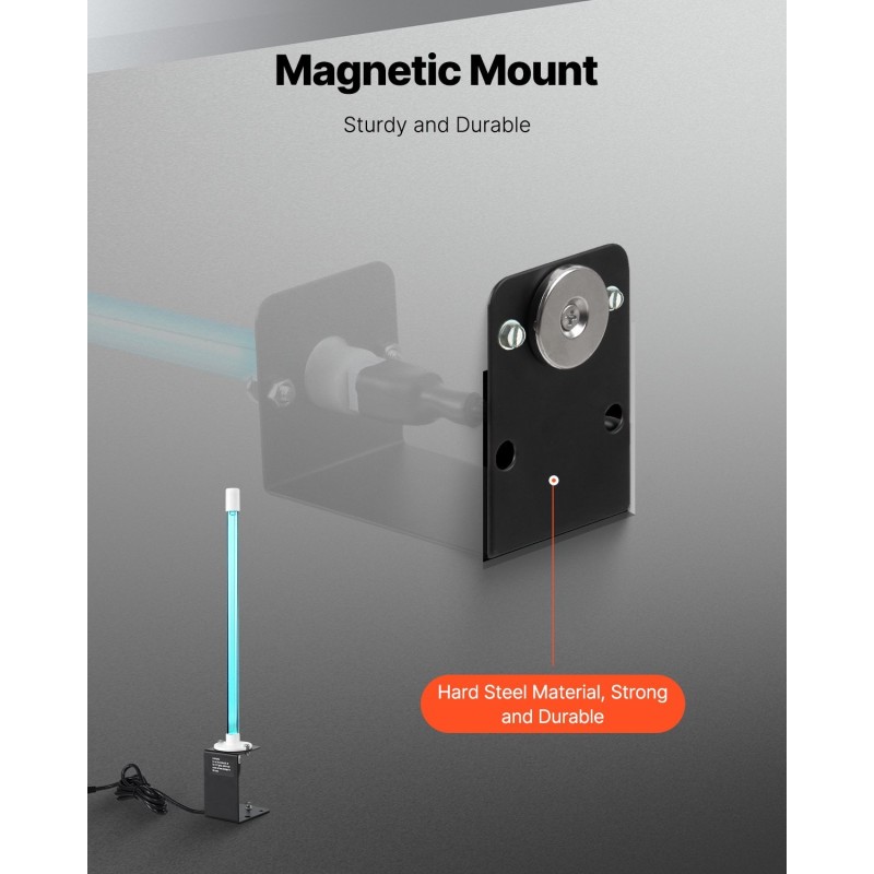 Ilmanpuhdistin ilmastointikanavaan teräs 18 watin 14 tuumaa magneettikiinnikkeellä UV UVC