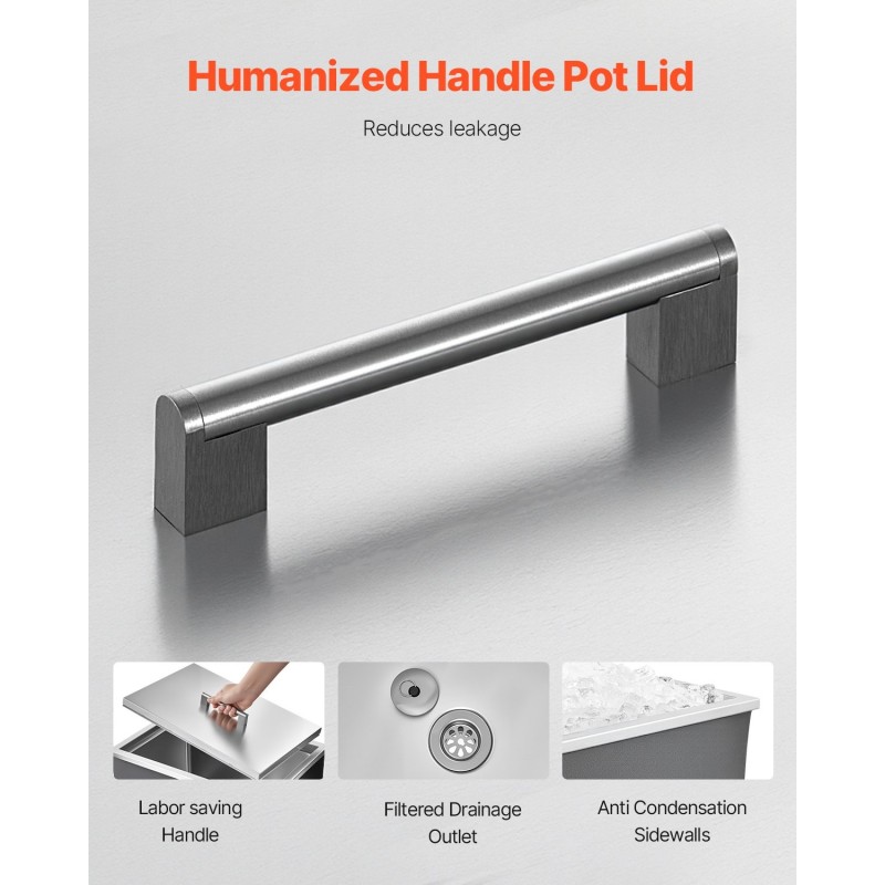 Upotettava ruostumattomasta teräksestä tehty kylmälaatikko 30 litran ulkokäyttöön kattilakansi