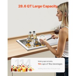 Upotettava kylmälaatikko ruostumatonta terästä 27,1 l liukukansi ulkokäyttöön