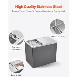 Upotettava kylmälaatikko ruostumatonta terästä 27,1 l liukukansi ulkokäyttöön