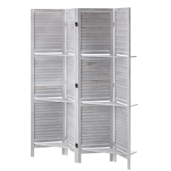 Tilanjakaja 4 paneelia paulowniapuuta 170 senttimetriä korkea valkoinen