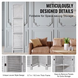 Tilanjakaja 4 paneelia paulowniapuuta 170 senttimetriä korkea valkoinen