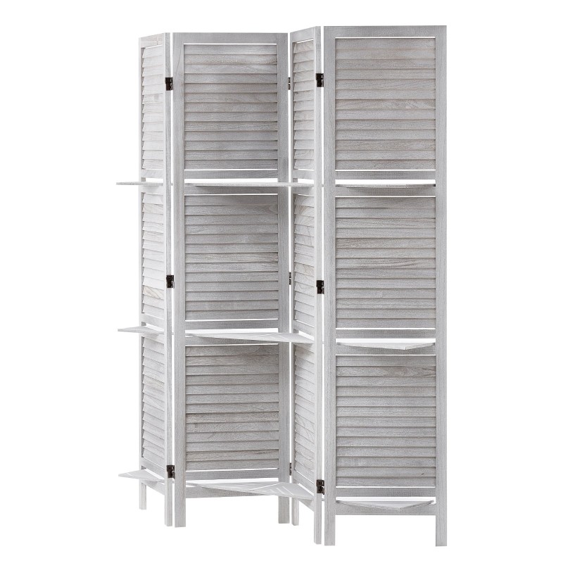 Tilanjakaja 4 paneelia paulowniapuuta 170 senttimetriä korkea valkoinen