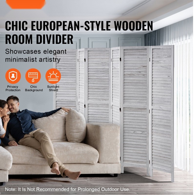 Puinen huoneenjakaja keisaripuusta 6 taittuvaa paneelia korkeus 1700 mm sisäkäyttöön