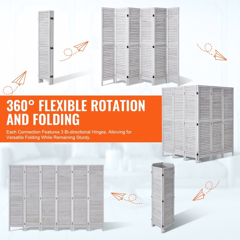 Puinen huoneenjakaja keisaripuusta 6 taittuvaa paneelia korkeus 1700 mm sisäkäyttöön