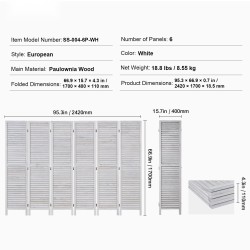 Puinen huoneenjakaja keisaripuusta 6 taittuvaa paneelia korkeus 1700 mm sisäkäyttöön