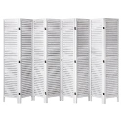 Puinen huoneenjakaja paulownia-puusta 8 paneelia taittuva 170 cm korkea valkoinen