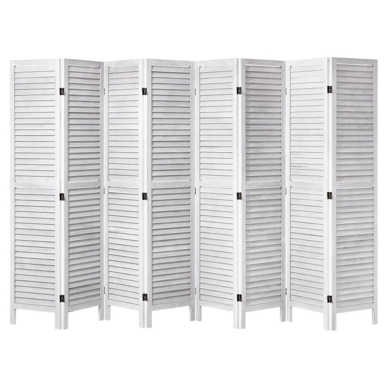 Puinen huoneenjakaja paulownia-puusta 8 paneelia taittuva 170 cm korkea valkoinen